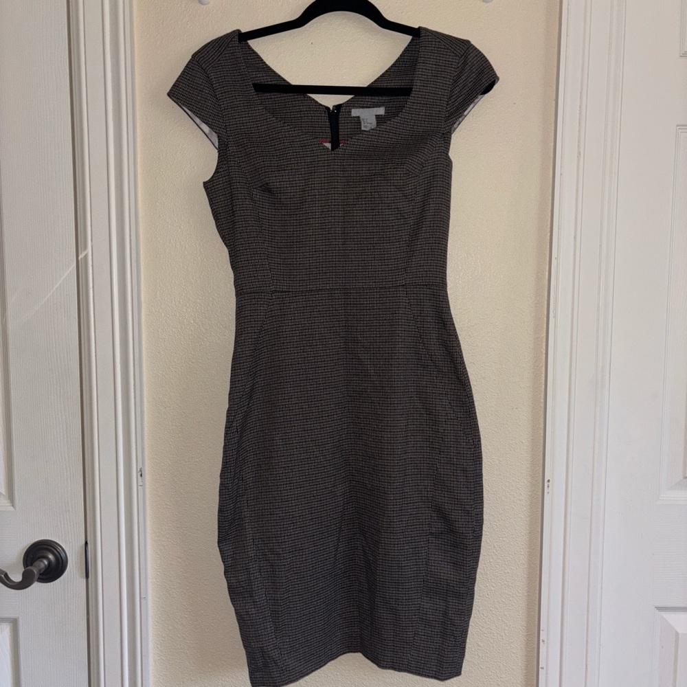 H&M Black and Gray Midi Dress